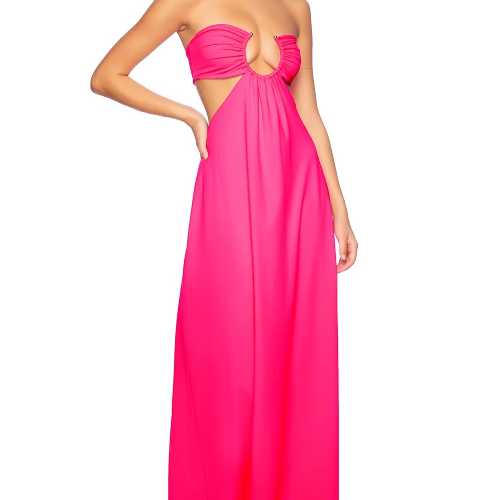 Susana Monaco Shocking Pink U Wire Cut Out Maxi Dress - Picture 3 of 7